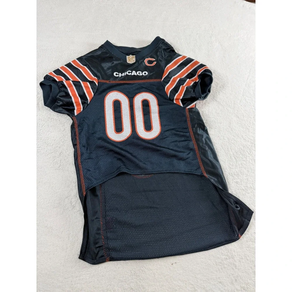 NFL Chicago Bears Dog Jersey Navy Blue Orange Mesh Pet Shirt Size Large 00